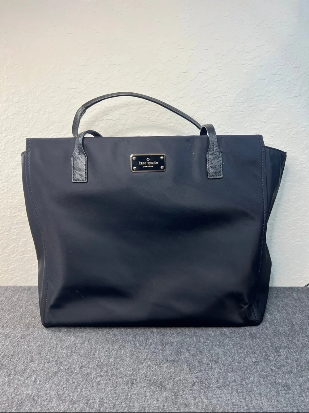 kate spade black nylon tote with top handles